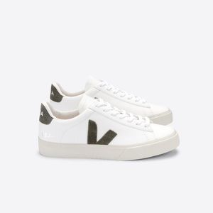 Veja Campo Chromefree White Kaki Lace Up Sneakers